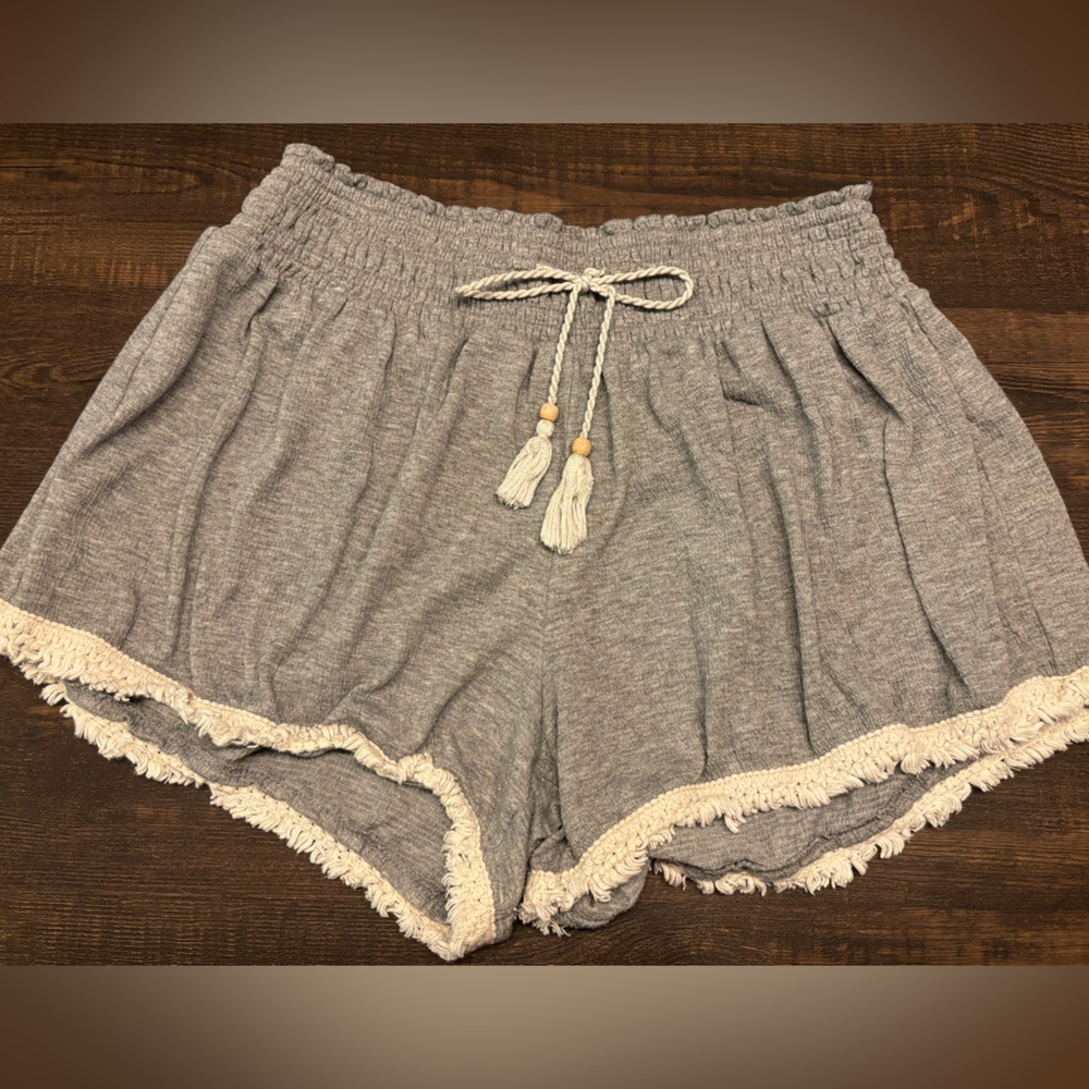 No Boundaries Gray Ruffle Lounge Shorts